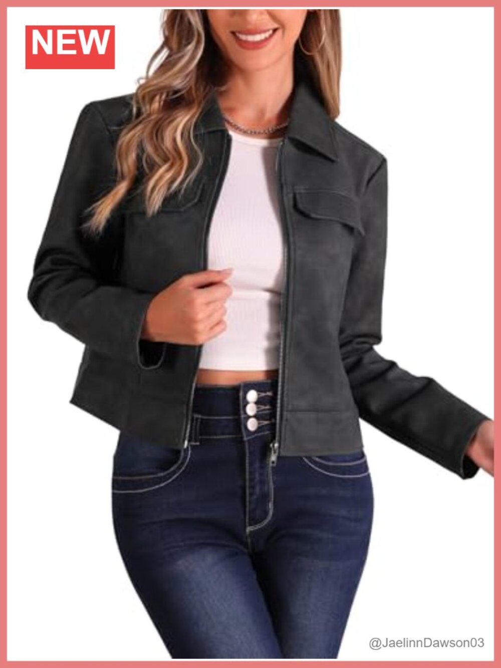 Faux Leather Zip Up Short Moto Biker Jacket Distressed Fall